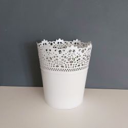 White Gloss Metal Floral Garden Planter Pot