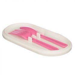 Volkswagen VW T1 Campervan Summer Love Stacked Bento Lunch Box Fork & Spoon - Pink