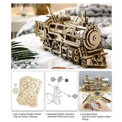 Locomotive Train DIY Wooden Model Kit 3D - 350 Pieces - Fountasia