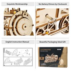 Locomotive Train DIY Wooden Model Kit 3D - 350 Pieces - Fountasia