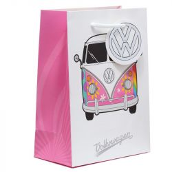 Volkswagen VW T1 Camper Bus Medium Gift Bag Pink - 23 x 17 x 9cm
