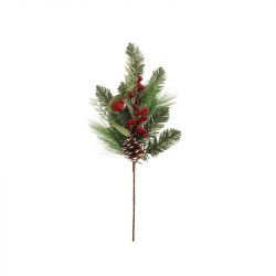Large Christmas Robin Mixed Pine & Berry Spray 60cm - Artificial - Sage Decor