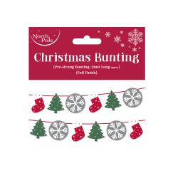 Christmas Bunting - Merry Xmas Icons - 2m Foil Pre-Strung