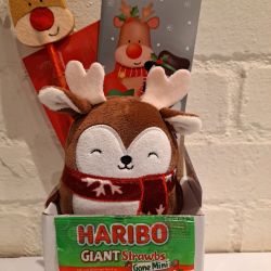 Christmas Kids Reindeer Plush, Pen & Haribo Sweets Gift Set