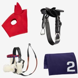 Lemieux Mini Toy Pony - Chancer Horse Racing Set Saddle, Bridle, Cloth & Lycra Hood