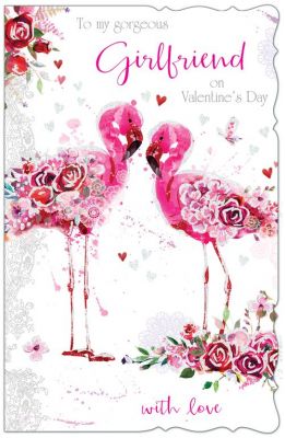 Valentine's Day Card - Large - Girlfriend - Flamingo - Glittered - Out of the Blue