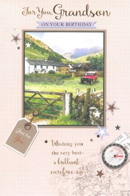 Birthday Card - Grandson - Land Rover Country