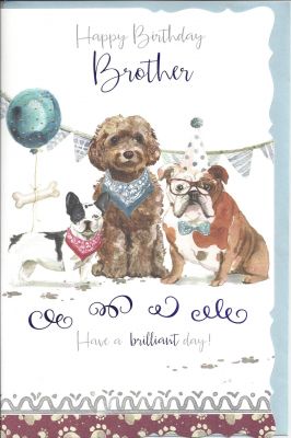 Birthday Card - Large - Brother - Dog - Out of the Blue