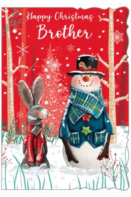 Christmas Card - Brother - Snowman - Glitter - Out of the Blue
