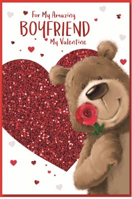 Valentine's Day Card - Boyfriend - Bear Heart - Glitter - Simon Elvin