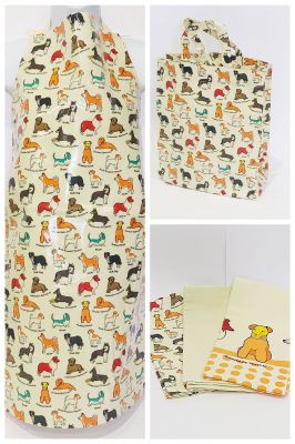 Faithful Friends Dog Collection Set - Apron Tea Towel Shopping Bag - Highlands