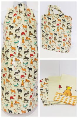 Faithful Friends Dog Collection Set - Apron Tea Towel Shopping Bag - Highlands