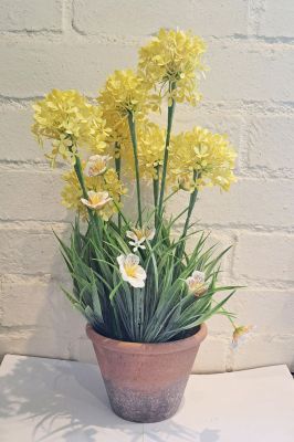 Allium Foliage In Pot Artificial Flower Yellow - 42cm - Sincere