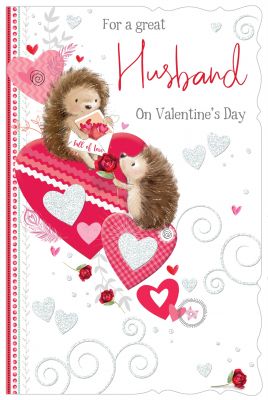 Valentine's Day Card - Husband - Hedgehog - Glittered - Out of the Blue