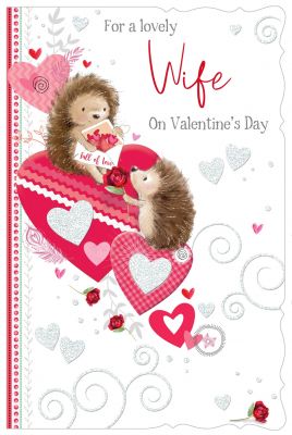 Valentine's Day Card - Wife - Hedgehog - Glittered - Out of the Blue