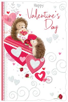 Valentine's Day Card - Happy - Hedgehog - Glittered - Out of the Blue