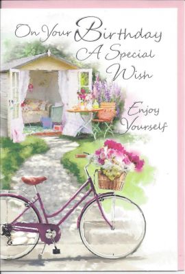 Birthday Card - Female - Special Wish Enjoy Yourself Bicycle Bike