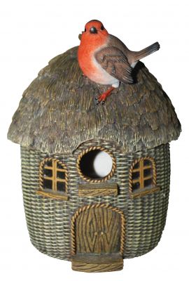 Robin Bird Wicker Birdhouse Feeder Garden Ornament Vivid Arts