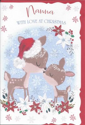 Christmas Card - Nanna - Deer Cute - Glitter - Out of the Blue
