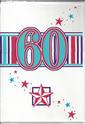 60th Birthday Card - 60 Blue Red Star