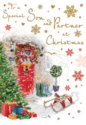 Christmas Card - Son & Partner Winter Front Door - Regal