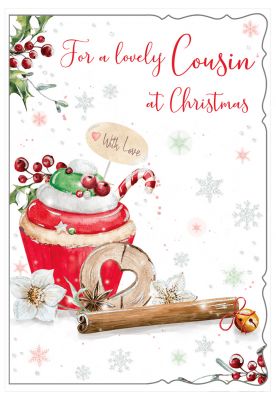 Christmas Card - Cousin - Cupcake - Glitter - Out of the Blue