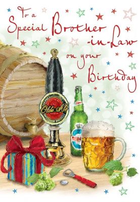 Birthday Card - Brother-in-Law Beer - Glitter - Regal