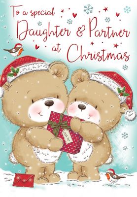 Christmas Card - Daughter & Partner Cute Bears - Regal