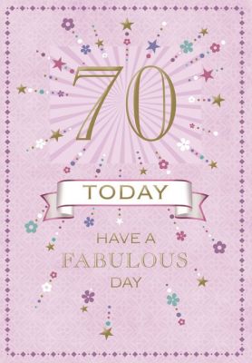 70th Birthday Card - Female - 70 Today Purple