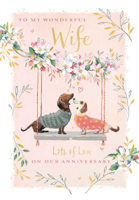 Wedding Anniversary Card - Wife - Dachshund Dog - Wildlife Ling Design