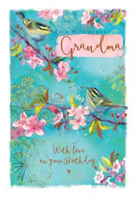 Birthday Card - Grandma - Birds Springtime - Ling Design