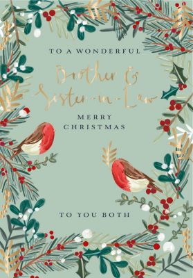 Christmas Card - Brother & Sister in Law - Robin Xmas Collection Ling Design