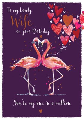 Birthday Card - Wife - Flamingo - The Wildlife Ling Design