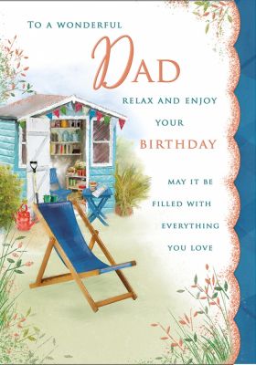 Birthday Card Large - Dad - Garden Shed - Glitter - Regal