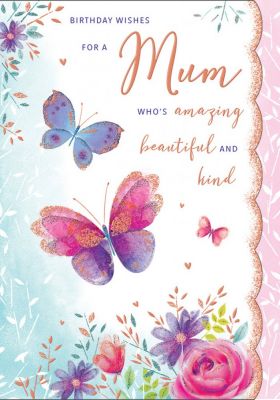 Birthday Card - Large - Amazing Mum - Butterfly - Regal