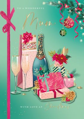 Christmas Card Deluxe 3D - Mum - All Wrapped Up Champagne - Ling Design