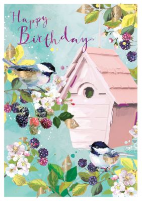 Birthday Card - Birds Amongst the Blackberries - At Home Ling Design