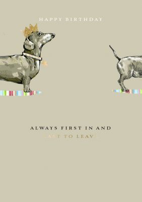 Birthday Card - Dachshund Last To Leave - Yesterday's Tomorrow's Ling Design