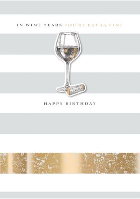 Birthday Card - Wine Cheers - 3D Humbug Ling Design 