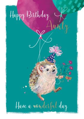 Birthday Card - Aunty - Hedgehog - The Wildlife Ling Design