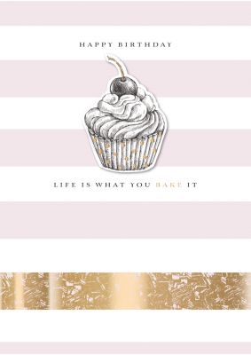 Birthday Card - What you Bake It Cupcake - 3D Humbug Ling Design 