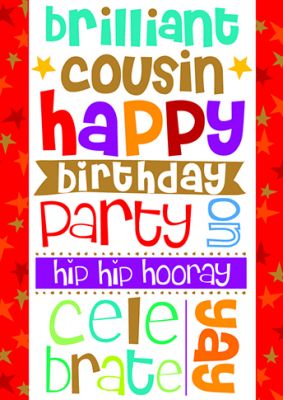 Birthday Card - Cousin - Bright Hulla Balloo - Ling Design