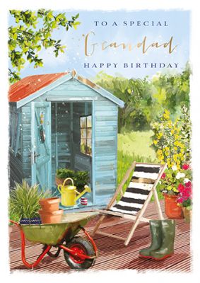 Birthday Card - Grandad - Shed In The Garden - At Home Ling Design