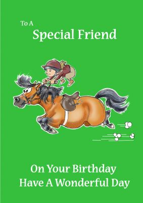 Birthday Card - Special Friend - Girl & Shetland Pony - Funny Cute - Gift Envy