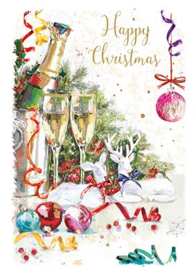 Christmas Card - A Xmas Toast - Champagne - At Home Ling Design