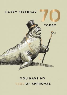 70th Birthday Card - Male - Seal - King Street Ling Design