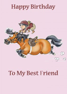 Birthday Card - My Best Friend - Kid on Shetland Pony Horse - Funny Gift Envy