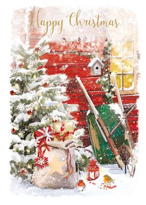 Christmas Card - Starting to Snow - Wheelbarrow - At Home Ling Design