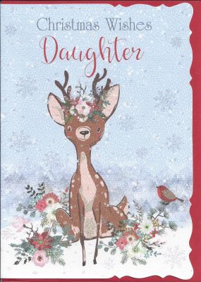 Christmas Card - Daughter - Deer - Glitter - Out of the Blue