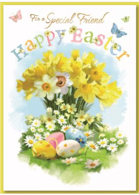 Easter Card - Special Friend - Happy - Daffodil Eggs